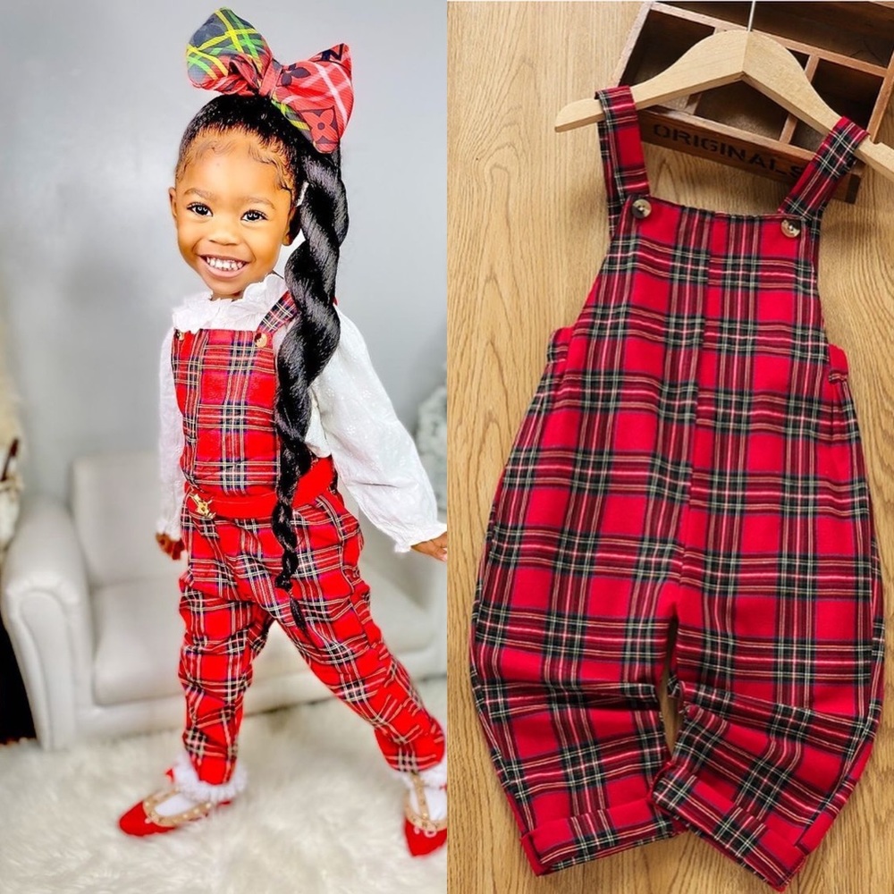 Toddler Christmas Plaid Overall Jumpsuits ❤️🤍💚